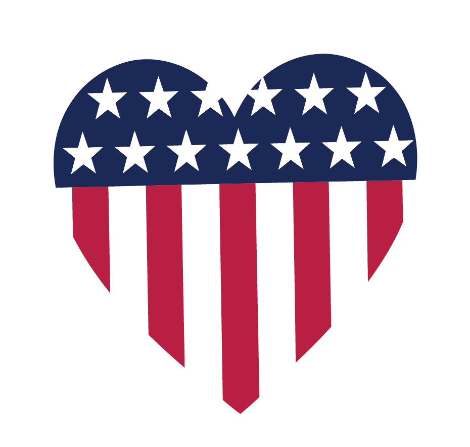 American Flag Heart Glitter